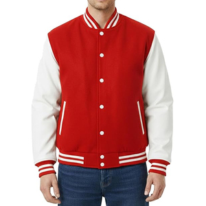 Chaqueta Varsity Personalizada al por Mayor para Hombre, Chaqueta Letterman de Lana con Mangas de Cuero, Chaqueta Bomber de Béisbol con Logotipo Bordado, OEM - Product Image 6