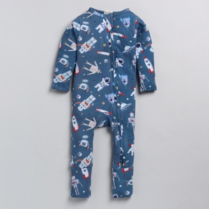 Ropa de bebé con estampado de explorador espacial con cremallera de elastano de bambú de calidad superior - Product Image 2