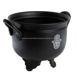 Caldero de Brujas de Hierro Fundido con Mano de Hamsa, Quemador de Incienso Ecológico de Estilo Indio - Product Image 3