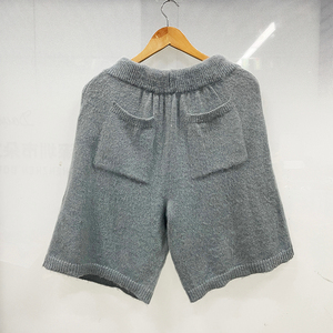 Shorts Bermuda en tricot gris pour homme, taille mi-haute, cordon de serrage, style décontracté, couleur unie, tissu respirant - Product Image 2