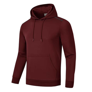 Survêtement à capuche pour homme personnalisable, couleur unie marron, coupe longue, décontracté, avec poches latérales, fermeture à cordon, en polyester - Product Image 3