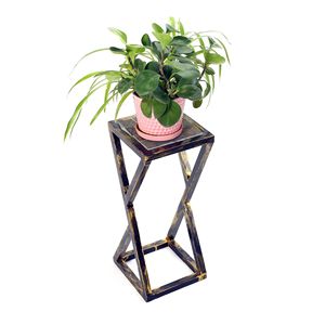 19.5 \ "tavolo da esterno lastra di pietra Grey con supporto per piante nero/oro - Product Image 2