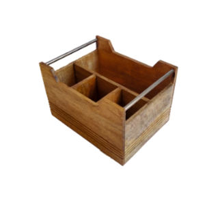 Organisateur de cuisine rustique en bois, porte-couverts portable, boîte de rangement à compartiments, porte-ustensiles pour table à manger - Product Image 5