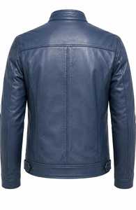เสื้อแจ็คเก็ตหนังแท้สำหรับผู้ชาย คอตั้ง ปิดด้วยซิป - Product Image 6