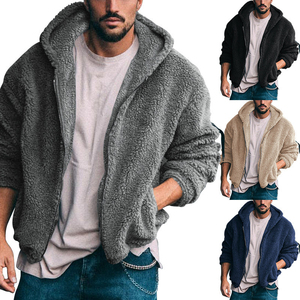 Chaqueta de Forro Polar Sherpa para Hombre, Ropa Casual, Estampado Personalizado, Ropa Urbana, Cuello Alto, Fabricada con Lana, Estilo Urbano - Product Image 2