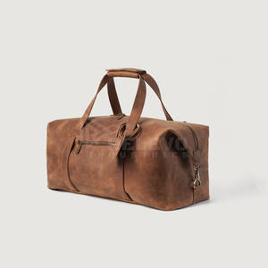 Bolsa de lona de cuero genuino de primera calidad, venta al por mayor con MOQ bajo, bolsa de viaje vintage de gran capacidad, bolsa de fin de semana para el gimnasio. - Product Image 3