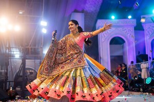 <b>Indian</b> Designer Floor-Length Loose Fit Lehenga Muslin Cotton Printed & Mirror Work Lampi Lace Work Lehenga & Choli Print Dupatta - Product Image 3