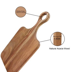 Planche à découper rectangulaire en bois écologique, résistante au lave-vaisselle, avec poignée intégrée et trou de suspension, antidérapante, épaisseur 1,5 cm - Product Image 2