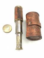Télescope de style jumelles vintage antique 10x avec zoom, étui en cuir gaufré en laiton, pour l'observation des oiseaux, rouge, nautique, objet de collection, extérieur