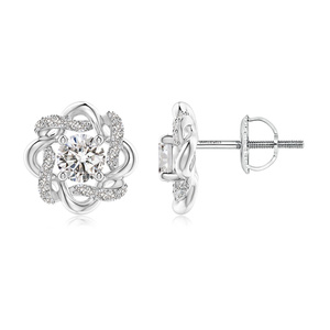 Pendientes Románticos de Oro Amarillo con Diamantes, Corte Brillante Redondo, Joyería de Boda para Mujer, Oro de 10K, 14K, 18K, Plata 925, 935 - Product Image 3