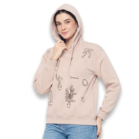 Sweat à capuche en molleton de coton et polyester pour femme, 240 GSM, broderie artistique, cordon de serrage, personnalisation de la marque