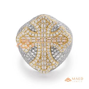 <b>Mens</b> Round and Baguette Cut Moissanite <b>Ring</b> Gold Statement Hip Hop Fashion Jewelry Stylish Band <b>Ring</b> - Product Image 5