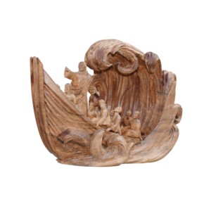 Escultura Artesanal de Jesús y los Discípulos en la Barca, Barco de Noé, Decoración Religiosa de Madera Hecha a Mano para el Hogar, Artesanía Cristiana con Grabados - Product Image 2