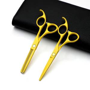 Ciseaux à effiler les cheveux Morje Surgical MS-TS-0002 jaunes, 28 dents, lame en acier inoxydable tranchante, pour droitiers, manche long en acier inoxydable - Product Image 1