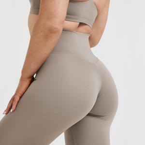 High Quality Thick Durable Women's Sport Leggings 100% Cotton/Bamboo Solid Color Customizable Logo Fleece Knitted OEM - Product Image 4