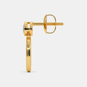 Pendientes de aro de oro amarillo de lujo con diamante de corte brillante redondo para mujer, para uso diario. - Product Image 3