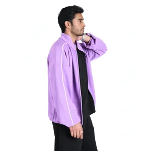 Chaqueta Deportiva Lila para Hombre, Personalizada con Cierre, Ropa Deportiva Informal, Chaqueta de Entrenamiento Atlético con Cuello Alto, Tejido Ligero, Marca Privada - Product Image 2