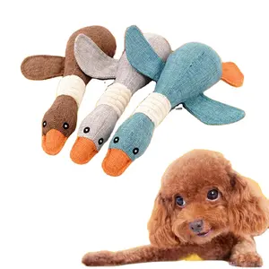 Plush Pet Dog Chew Toys Cute Wild Goose Design Puppy Cats Squeaky Toy Wear Resistant Squeaker Accessories for Dogs Teeth Healthy