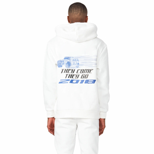 Conjunto Deportivo con Capucha Blanca para Hombre, Manga Larga, Corte Regular, con Estampado Azul, Bolsillos Laterales, Ropa Casual de Calle para Primavera - Product Image 4
