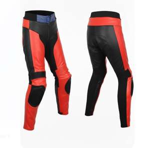 Jean en cuir rouge classique pour motard – Équipement urbain pour la conduite en ville - Product Image 1