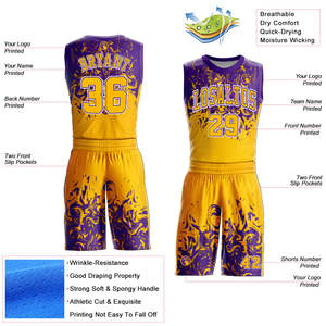 Uniforme de Baloncesto con Estampado por Sublimación, Personaliza tu Nombre, Nombre del Equipo y Número, Jersey sin Mangas y Pantalones Cortos, Ropa Deportiva - Product Image 2