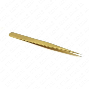 Pinzas Curvas de Acero Inoxidable Chapadas en Oro de Lujo para Extensión de Pestañas, Herramienta Aplicadora de Precisión para Uso Profesional de Belleza - Product Image 6