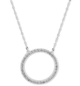 Collar Colgante Círculo Diamante (1/10 CT.) T. W.) en oro blanco de 10k | Macy's - Product Image 4