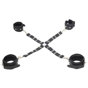 <b>BDSM</b> Restraint Set Cowhide Leather with Cuffs <b>Collar</b> Straps and Connectors for Full Control Play - Product Image 2