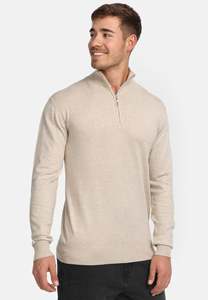 Pull en molleton beige pour homme, col rond, coupe régulière, à carreaux, manches longues, décontracté, séchage rapide, pour l'hiver - Product Image 6
