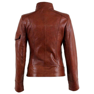 Veste en cuir matelassée coupe-vent écologique en peau de mouton véritable pour femme, modèle 2026, style motard tendance - Product Image 2