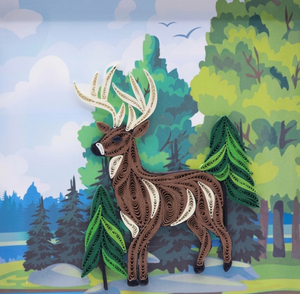 Tarjeta de Quilling con Diseño de Ciervo en el Bosque, Tarjeta de Felicitación Hecha a Mano con Sobre, Arte en Papel, Regalo de Vida Silvestre - Product Image 1