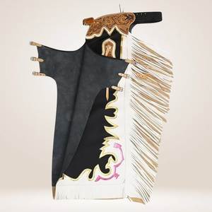 Chaps en cuir véritable Radeo pour homme, avec franges et broderies, fermeture à boucle. - Product Image 5
