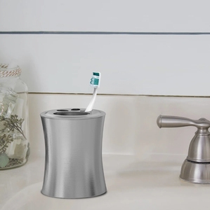 Wholesale Stainless Steel Curved Round Minimalist Multi Slot <b>Toothbrush</b> <b>Holder</b> Stand Modern Bathroom Vanity Accessory Storage - Product Image 1