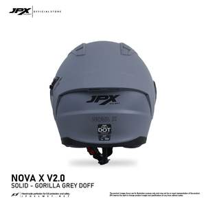 Casco JPX Nova X V2 de media cara en color gris gorila mate, con doble visera y un diseño elegante de color sólido para el piloto moderno. - Product Image 5