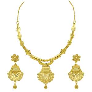 Joyería de Moda Chapada en Oro de 14K, 18K y 24K al por Mayor, Diseño Floral Tradicional, Conjunto de Collares y Pendientes Colgantes a Juego - Product Image 4
