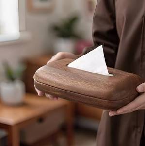 Boîte à mouchoirs décorative en bois, design classique, faite à la main, étanche, durable, avec ressort, pour la maison et la salle à manger - Product Image 5