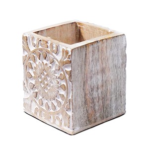 Portalápices de Madera de Mango Hecho a Mano con Patrones Tallados |   Venta al por mayor - Product Image 4