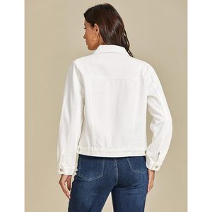 2025 femmes à la mode décontracté bouton coupe décontractée Western camionneur en détresse Denim veste imprimé lavé finition avec Jean - Product Image 6