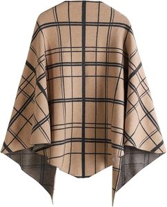 Custom Printed Plaid Knitted Shawl Wrap Winter Thermal Pashmina Scarf Blanket <b>Poncho</b> Factory Outlet - Product Image 6
