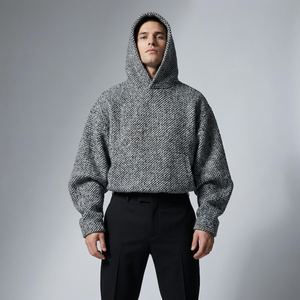 Hoodie en laine tricotée surdimensionné pour homme, coupe courte, manches lanternes, couleur unie, anti-boulochage, sans doublure, idéal pour l'hiver - Product Image 1