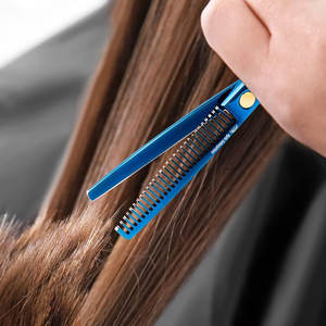 Tijeras de adelgazamiento de salón, tijeras rectas, herramientas, tijeras de corte de pelo, juegos de acero inoxidable, peluquería, instrumentos de belleza azules - Product Image 6