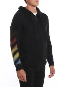 Hoodie en mohair sur mesure de haute qualité, épais, en mélange de laine duveteuse, à rayures, tricoté, zippé - Product Image 5