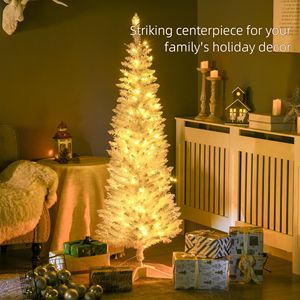 Albero di Natale Artificiale Sottile da 1,5 m con Rami Realistici e Luci LED Bianco Caldo, Decorazioni per Albero di Natale a Forma di Matita - Product Image 4
