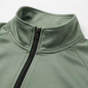 Survêtement vert uni pour homme, fermeture éclair intégrale, col montant, vêtements de sport décontractés avec poches latérales, polyester respirant, vêtements d'automne - Product Image 4