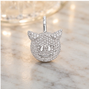Luxurious 14K <b>Solid</b> <b>Gold</b> Devil Face <b>Pendant</b> Trendy Hip-Hop Style with Natural Diamond Perfect Fine Charm for Special Occasions - Product Image 2
