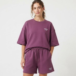 Ensemble décontracté pour femmes, haut court confortable, coton, tendance, été, ensemble de shorts 2 pièces pour femmes, style brodé - Product Image 1