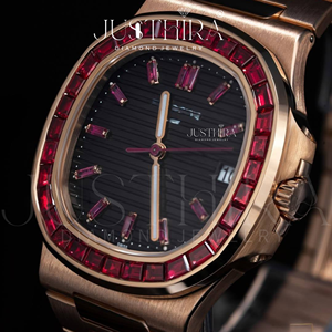 Hot Sale Full Iced <b>Red</b> Baguatte Diamond Watch Stainless Steel Luxury Waterproof Watch Available At Export Quality And Price - Product Image 4