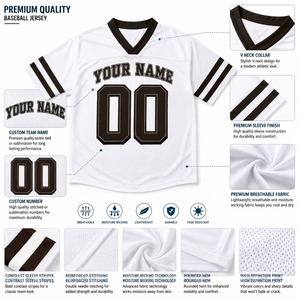 Maillot de football personnalisé pour homme, blanc et marron, col en V, manches courtes, maille respirante, impression sublimée, nom et numéro personnalisés, 100% - Product Image 6