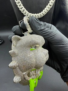 จี้รูปหัวบูลด็อกฮิปฮอปประดับเพชรโมอิสซาไนต์ เงินแท้ 925 ดีไซน์หรูหรา ระดับความใส VVS พร้อมดีไซน์หยดน้ำ สร้อยคอสุดหรู - Product Image 5