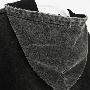 Sweat à capuche personnalisé poids lourd propre conception logo étiquette surdimensionné Streetwear Vintage délavé à capuche hommes - Product Image 2